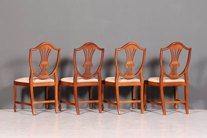 Edles 4x Englische Stühle Set Hepplewhite Stil Dining Chairs Antik Esszimmerstühle Küchenstühle Stuhlset Vintage