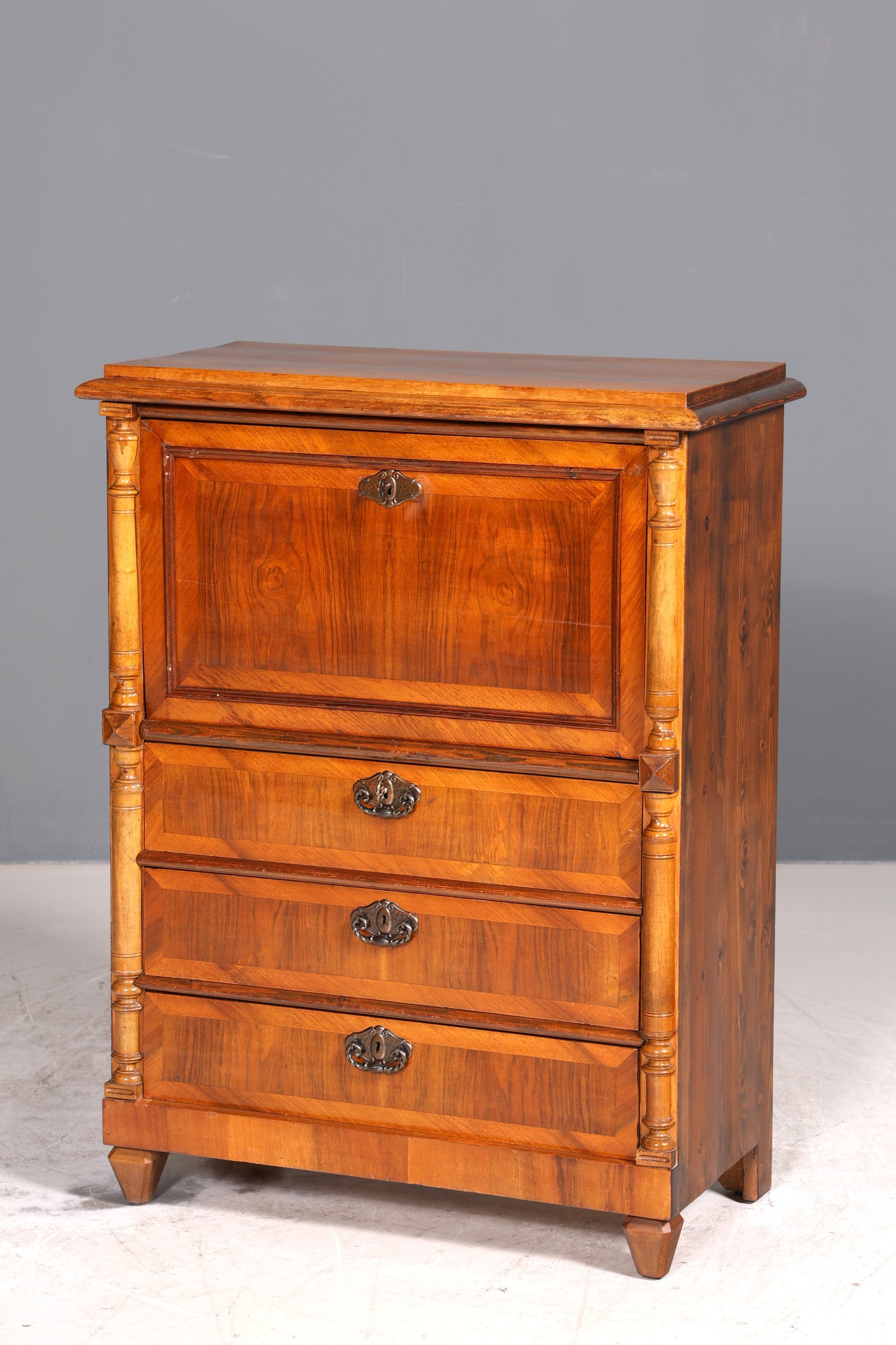 Stilvoller Gründerzeit Sekretär Vertiko Highboard Louis Philippe Kommode Sekretär Schrank um 1880