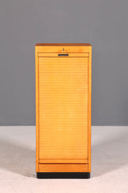 Wunderschöner Mid Century Rollladenschrank Bauhaus Aktenschrank Art Deco Büroschrank Apothekerschrank