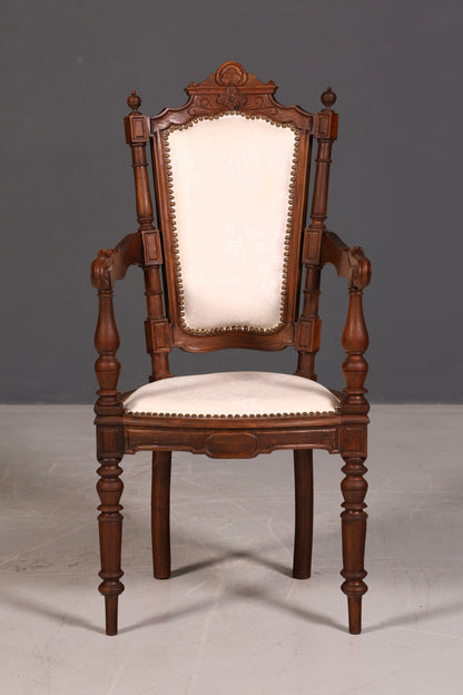 Elegant Neo-Renaissance armchair, antique Historicist chair, Gründerzeit secretary chair, desk chair, upholstered chair 2 of 2