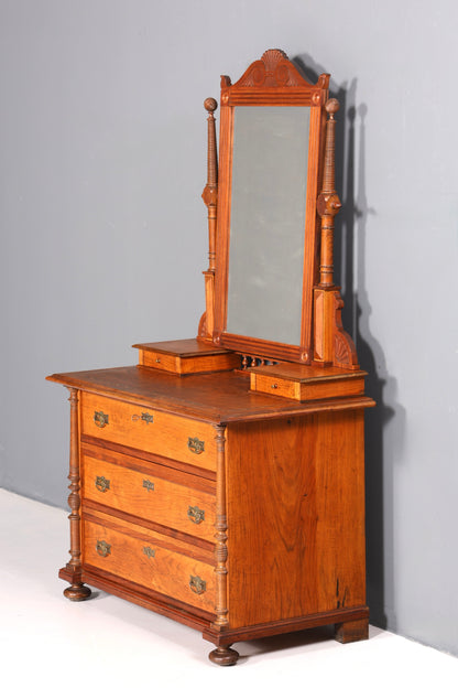 F972 Finish cm Traumhafte Louis Philippe Kommode mit Spiegelaufsatz Gründerzeit Holz Schrank Antik Flurschrank um 1880