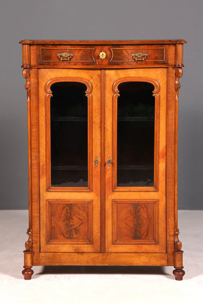 G322 Finish Edler Gründerzeit Vitrine um 1880 Schrank Antik Jugendstil Nussbaum Bücherregal (Kopie)