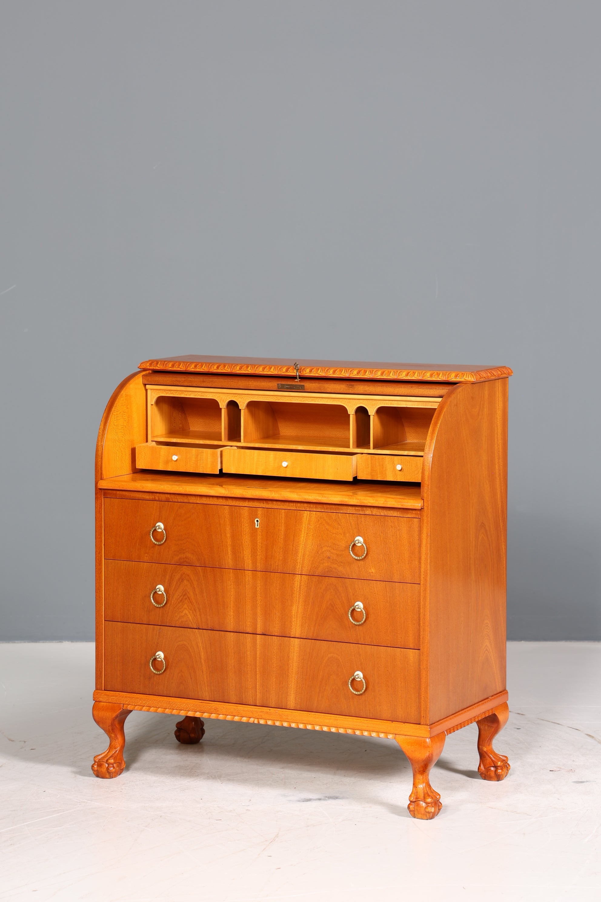 Traumhafter Rollladen Sekretär um 1930 Büro Kommode echt Holz Barock Stil Schreibtisch Bürokommode