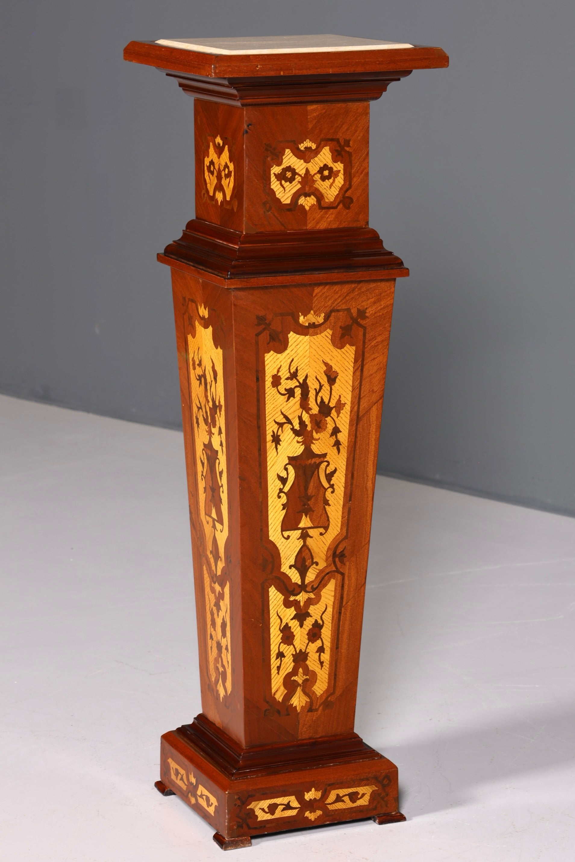 Beautiful Baroque style column, Louis XV flower column, natural stone marble inlay, shelf table