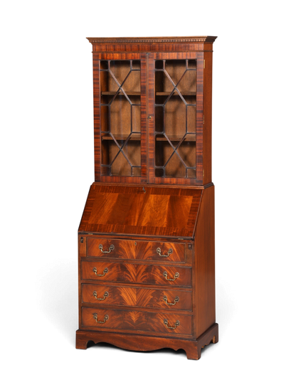 F973 Finish cm Wunderschöner Englischer Sekretär Büro Aufsatzsekretär Antik 60S Vitrinen Schrank UK