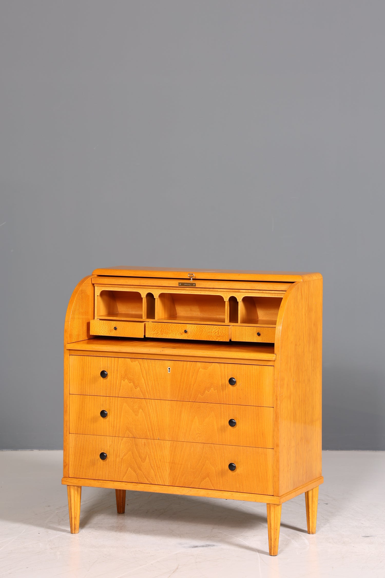 Traumhafter Mid Century Rollladen Sekretär echt Holz Büro Schrank Vintage Schreibkommode