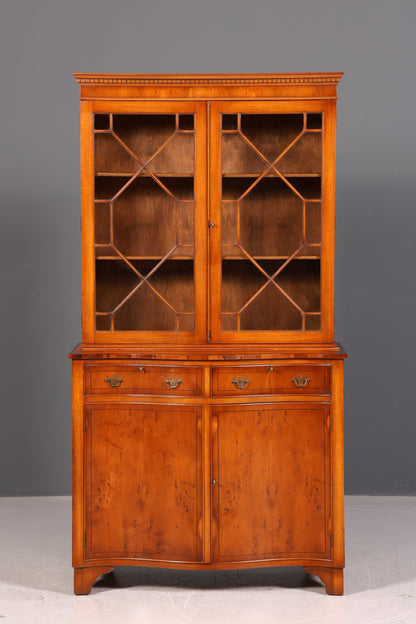 Wunderschöne Englische Vitrine Bücherschrank Eibe Aufsatzschrank Glasvitrine Buffet Sideboard Bibliothek