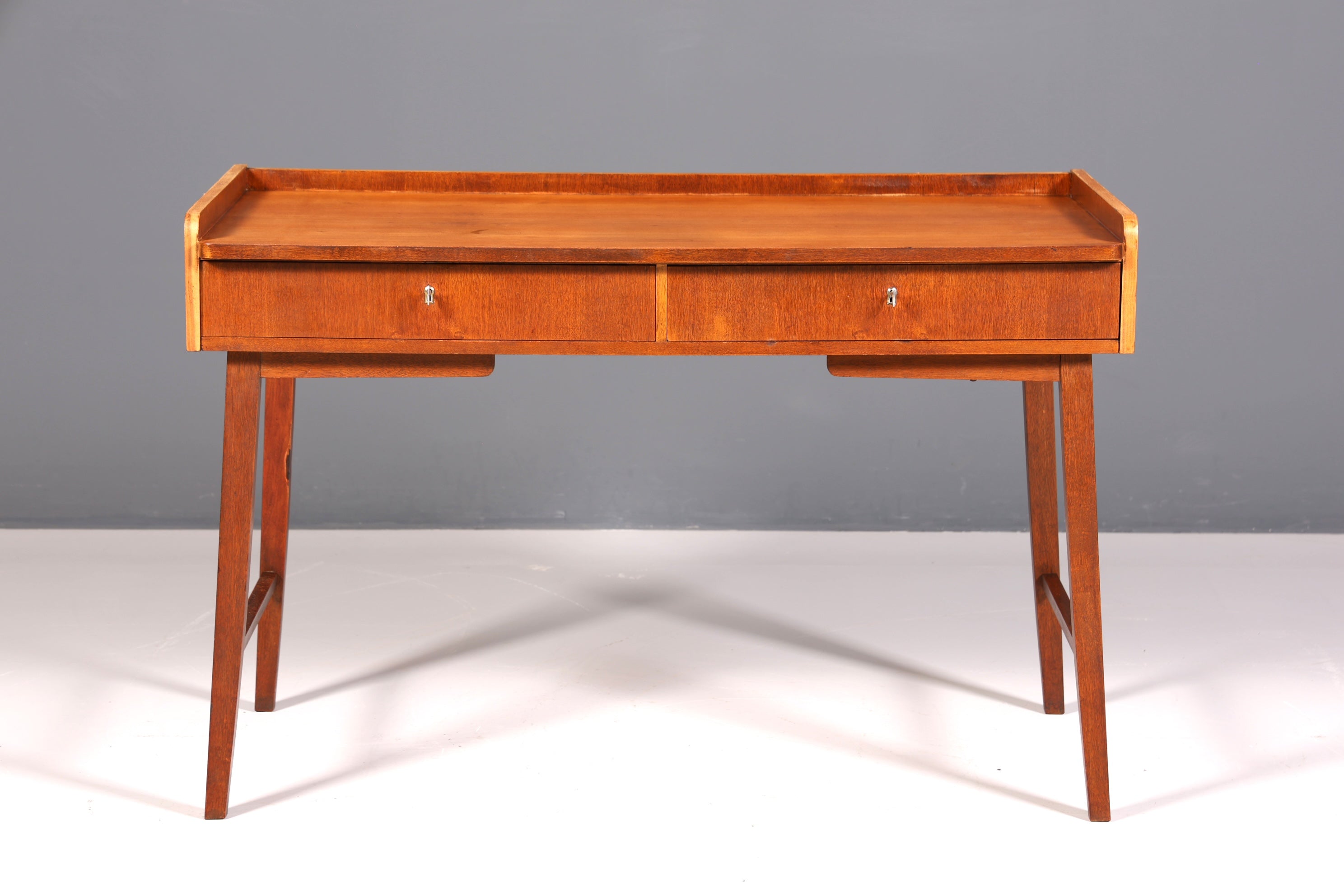 Beautiful mid-century teak wood desk, Danish design office table, 1960s style.