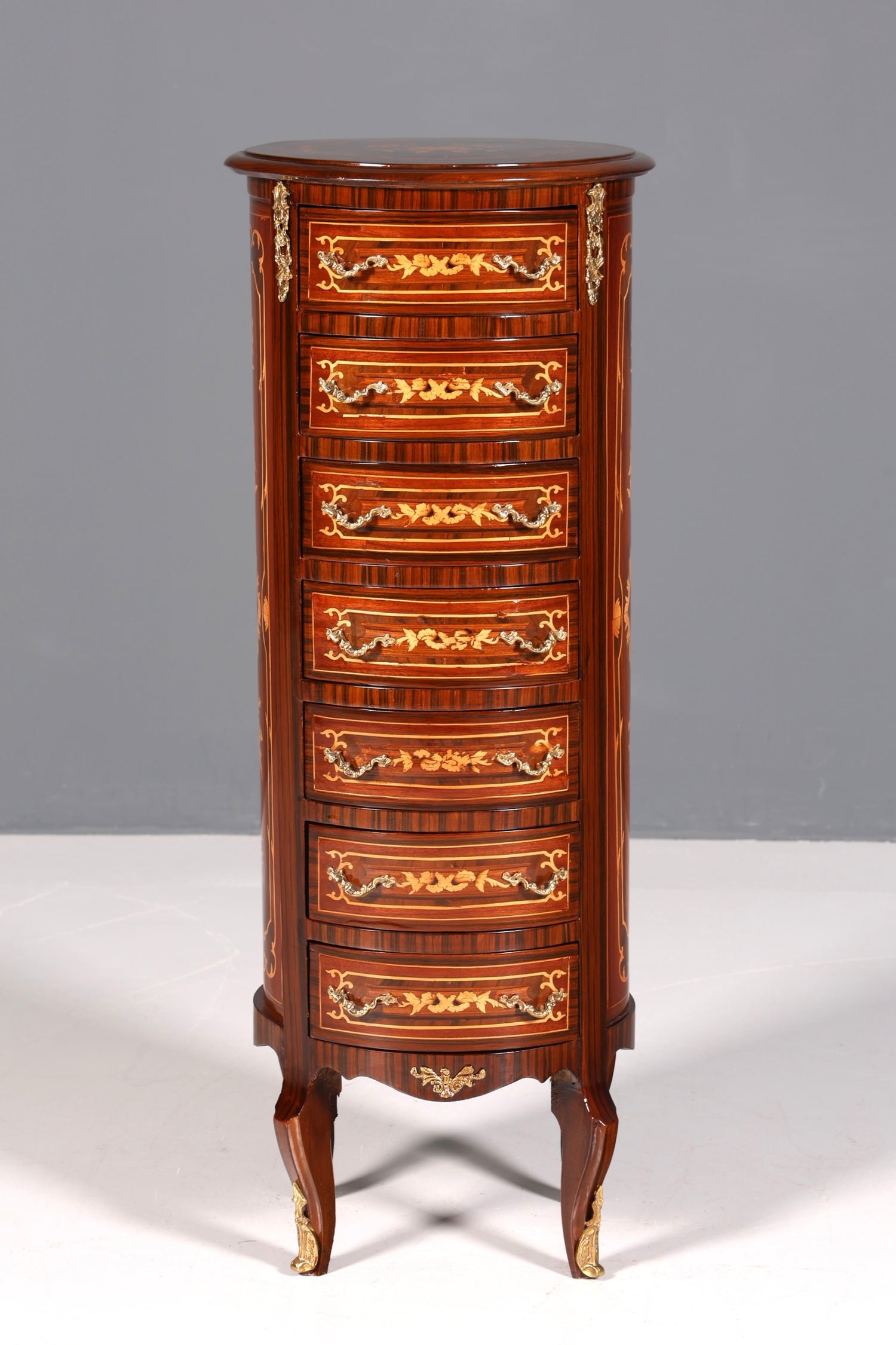 Elegant Baroque style chest of drawers, vertico, drawer chest with inlays, 7 drawers