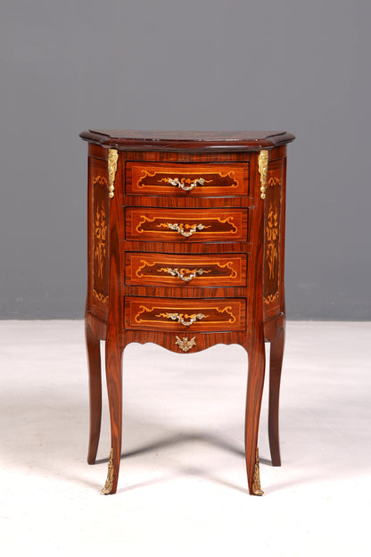Elegant Baroque-style antique dresser, side table, brass cabinet, chest of drawers