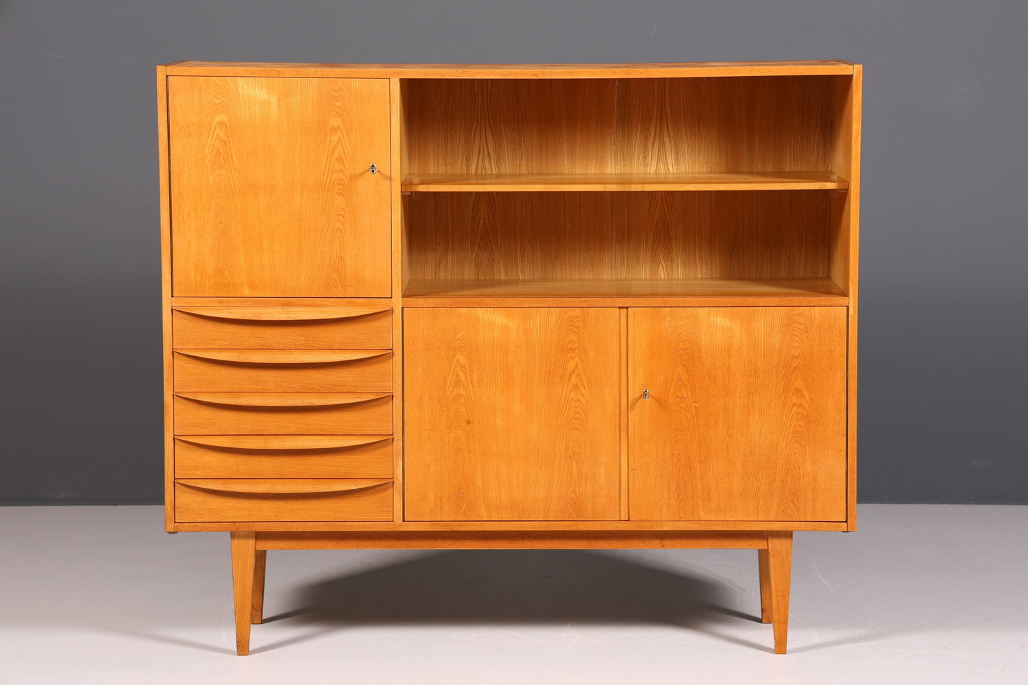 Original Hellerau Mid Century Vitrine Schrank Franz Ehrlich 602 Kommode Bücherregal Highboard
