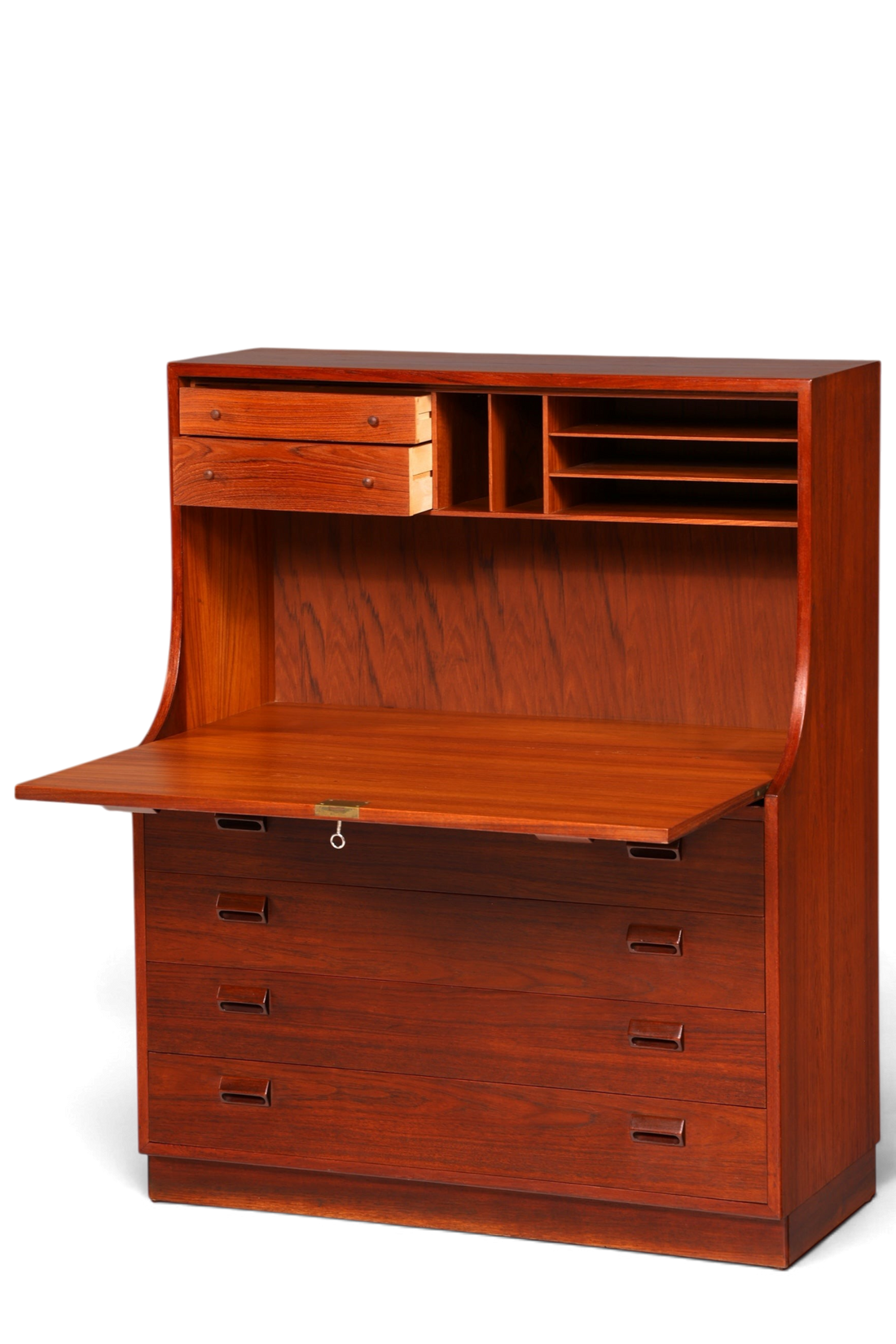 Hauptstadt Möblerei Mid-Century Sekretär aus Teakholz mit klappbarer Schreibfläche und vier Schubladen im Dänischen Stil