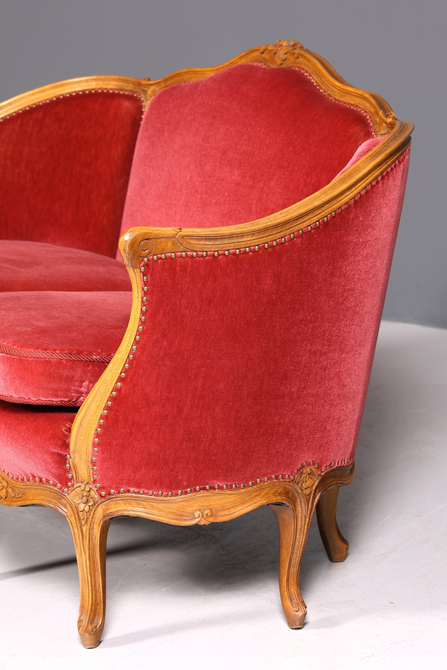 Wunderschönes Chippendale Sofa Barock Stil Couch Samt Stoff 3 Sitzer Canapé