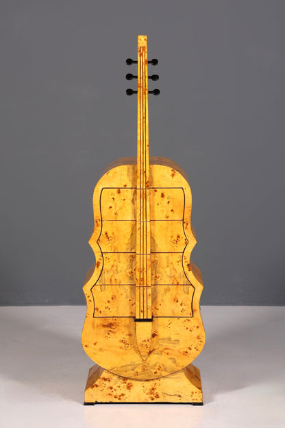 Traumhafte Art Deco Stil Kommode in Kontrabass Form Birke Vertiko Schubladenkommode Gitarren Kommode