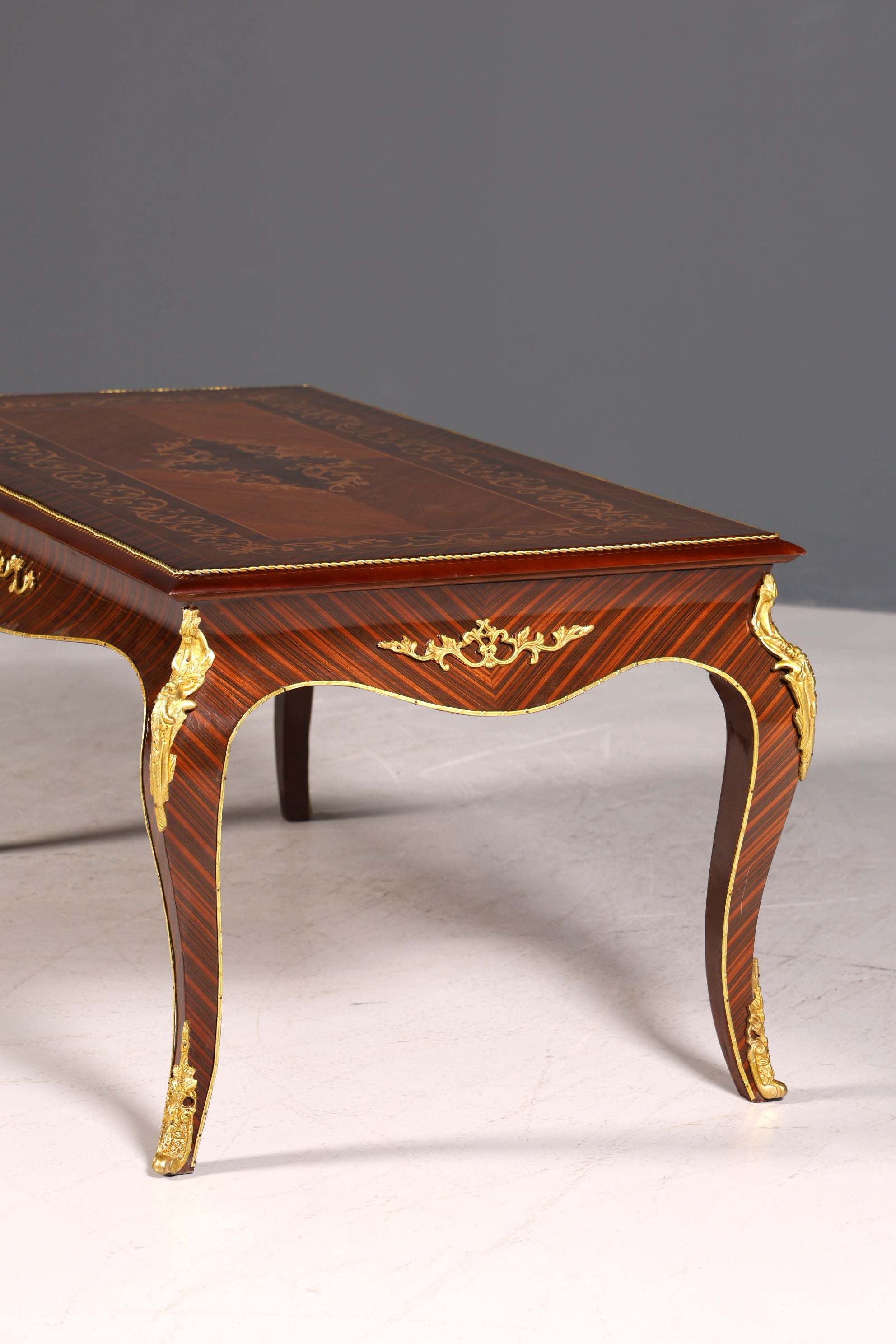 BILDER TAUSCHEN  Traumhafter Barock Stil Couchtisch Intarsien Antik Messing Wohnzimmer Tisch Ablage