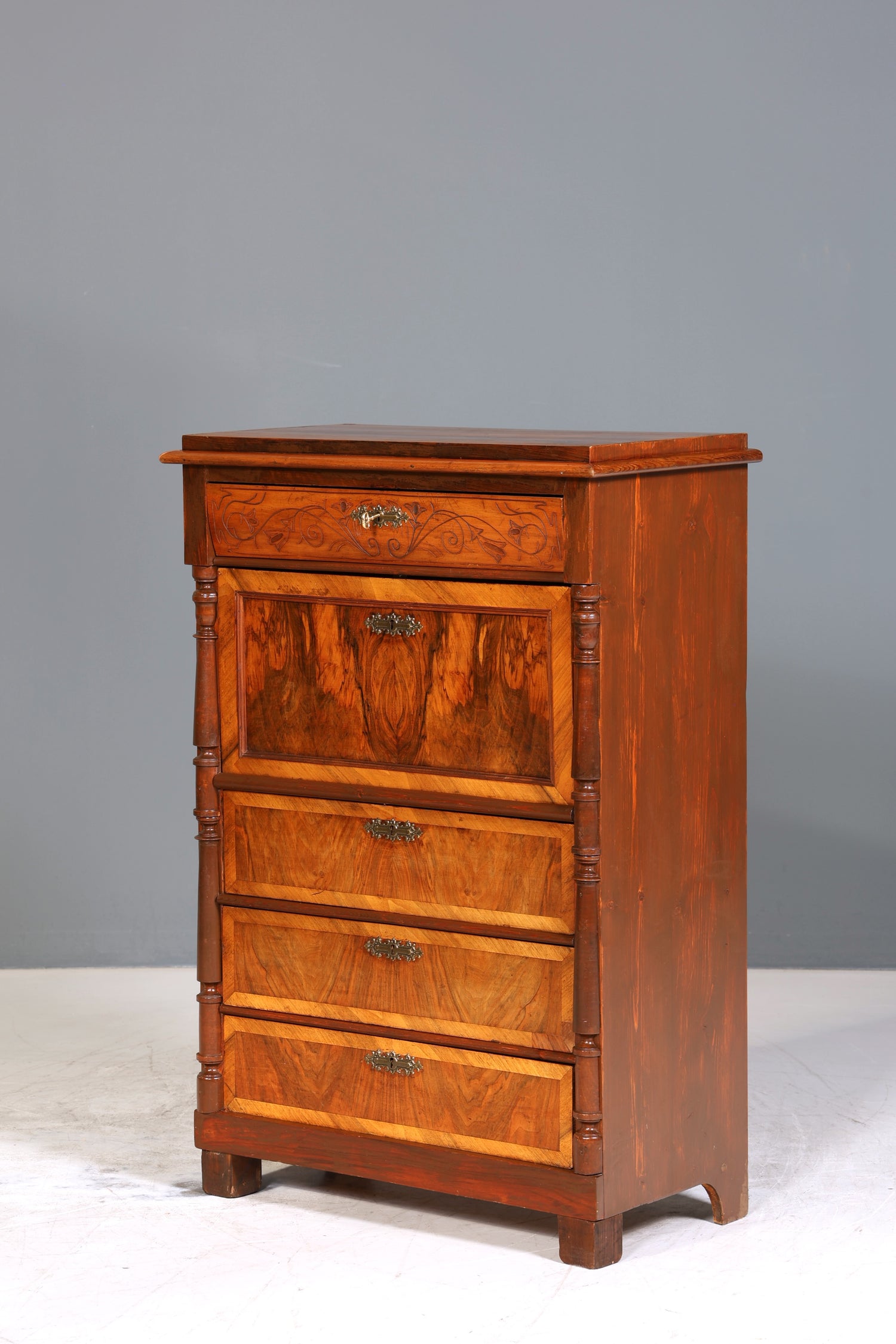 Edler Gründerzeit Sekretär Vertiko Highboard Jugendstil Kommode Schrank um 1880