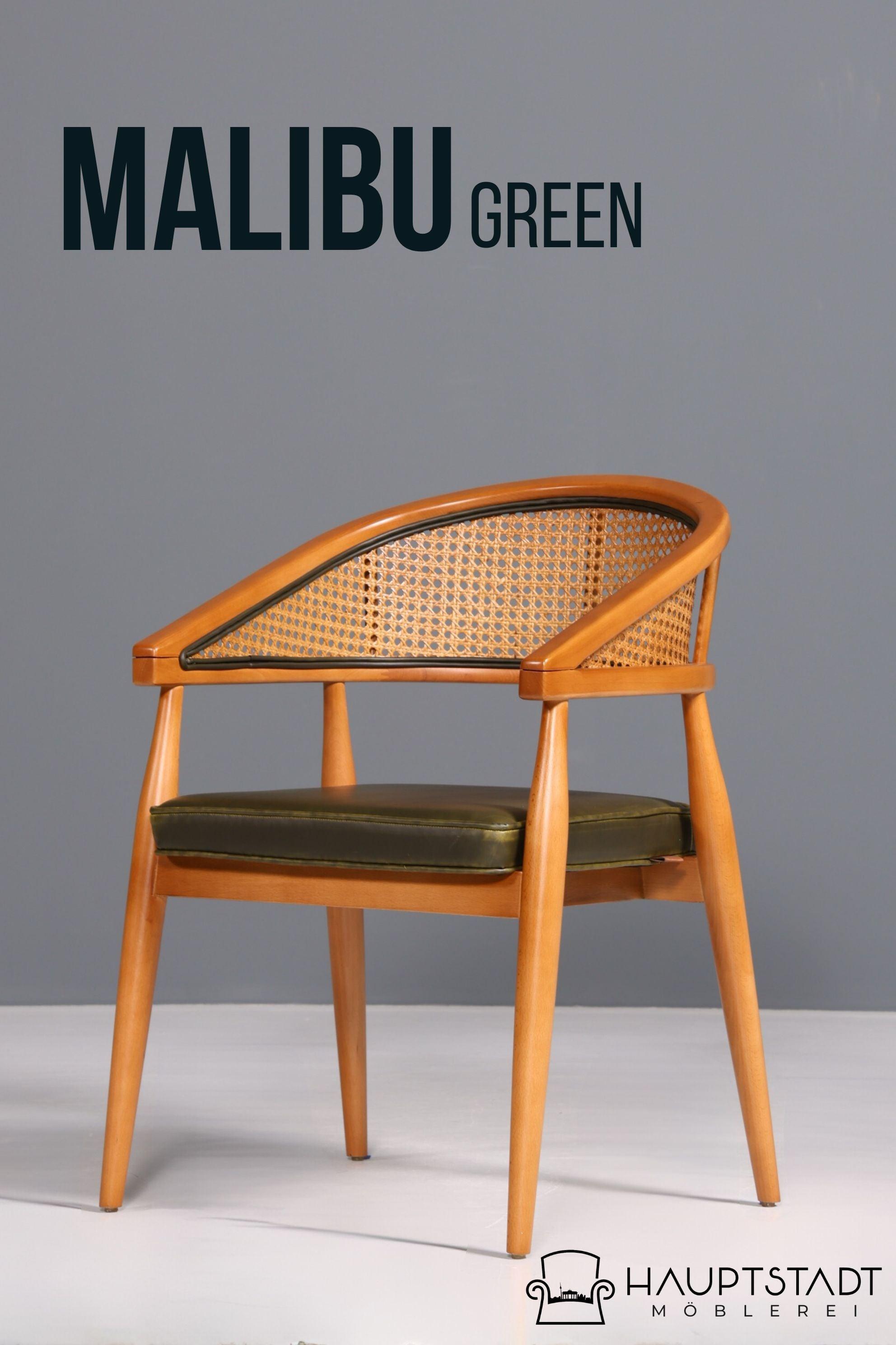 Edler Korbgeflecht Esszimmer Stuhl "Malibu Green" Küchenstuhl in grün Armlehnstuhl Sekretär Stuhl