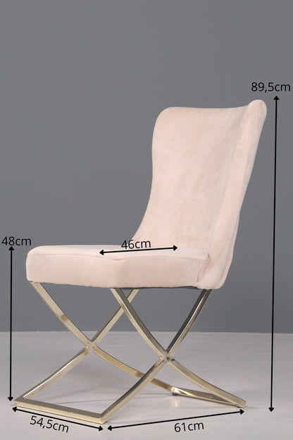 Edler Chesterfield Esszimmerstuhl &quot;Valencia&quot; in Beige Gold