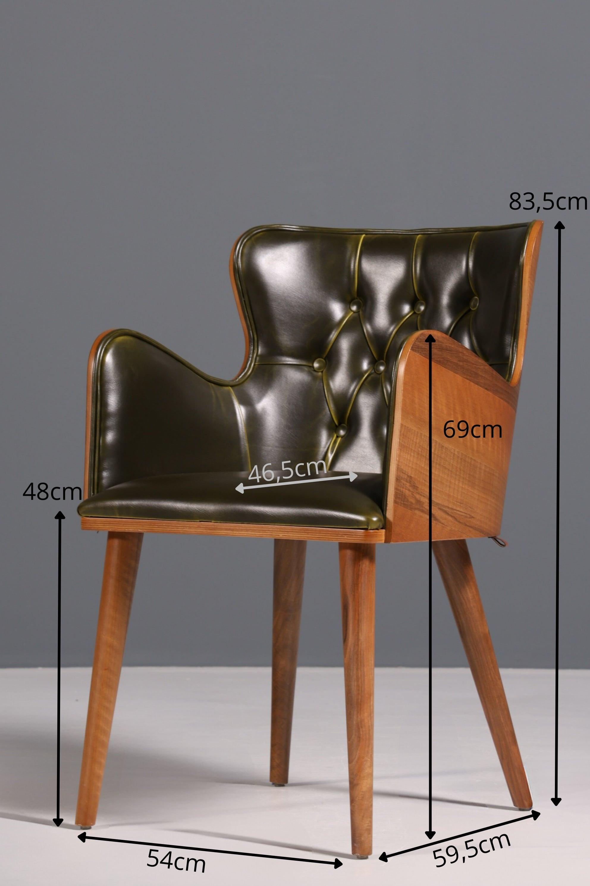 Wunderschöner Chesterfield Stil Stuhl &quot;León Green&quot; Armlehnstuhl Nussbaum Sekretär Stuhl