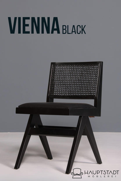 Sehr edler Korbgeflecht Stuhl &quot;Vienna Black&quot; schwarzer Bauhaus Relax Lounge Chair Küchenstuhl Sekretär Stuhl