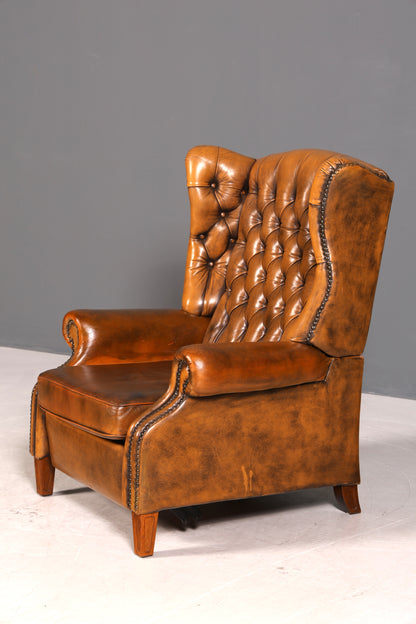 Edler Original Chesterfield Ohrenbacken Sessel Englisch Leder Herrensessel UK Armlehnsessel