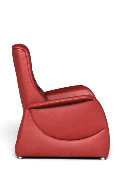 Hauptstadt Möblerei Himolla Relaxsessel in rostrot aus Echtleder mit hoher Rückenlehne in Seitenansicht
