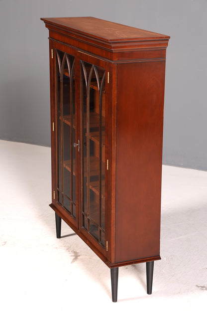 Wunderschöne Englische Vitrine Mahagoni Bücherschrank Glasvitrine Bücherregal Buffet Antik Vintage