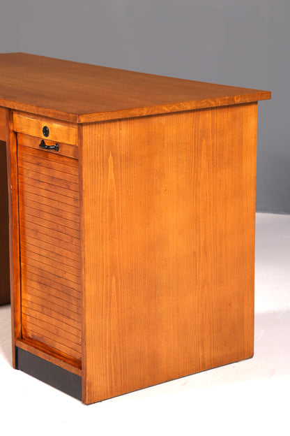 Wunderschöner Bauhaus Rollladen Schreibtisch Mid Century echt Holz Bürotisch Office Table