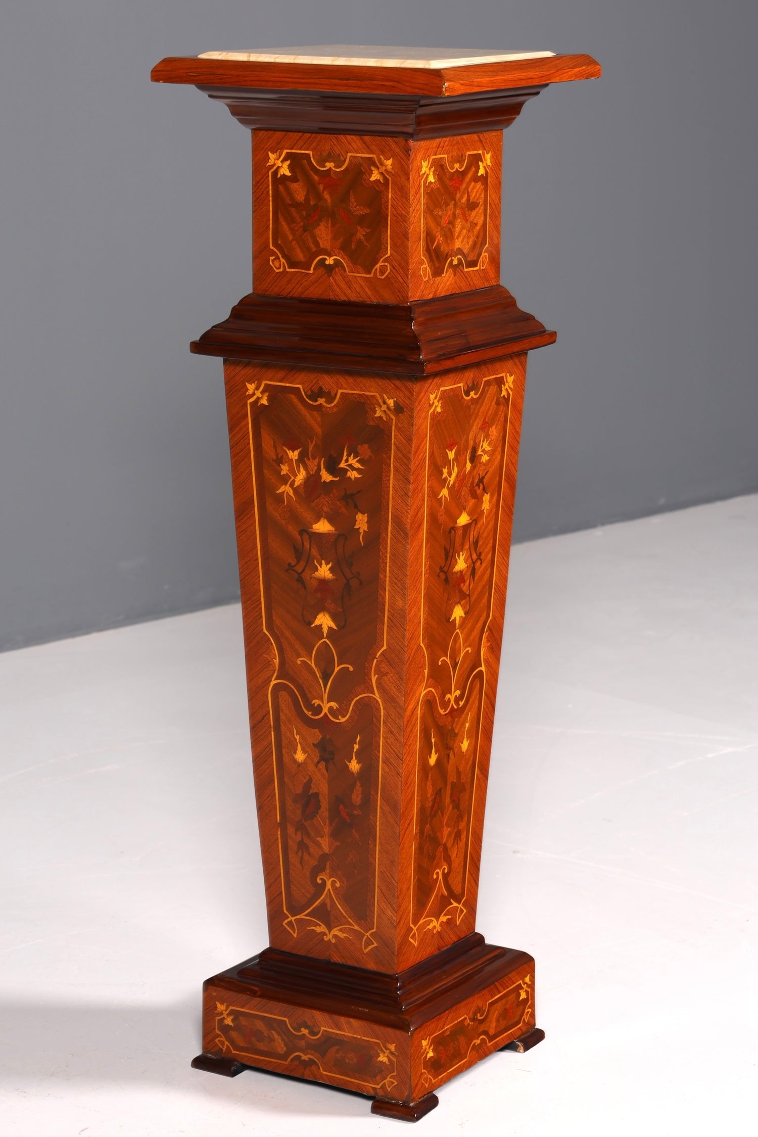 Stylish Baroque style column, Louis XV flower column, natural stone inlays, marble shelf, table
