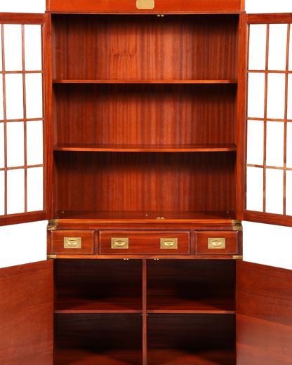 Wunderschöner Maritimer Vitrinenschrank Englischer Schrank echt Holz Bibliothek Englische Anrichte