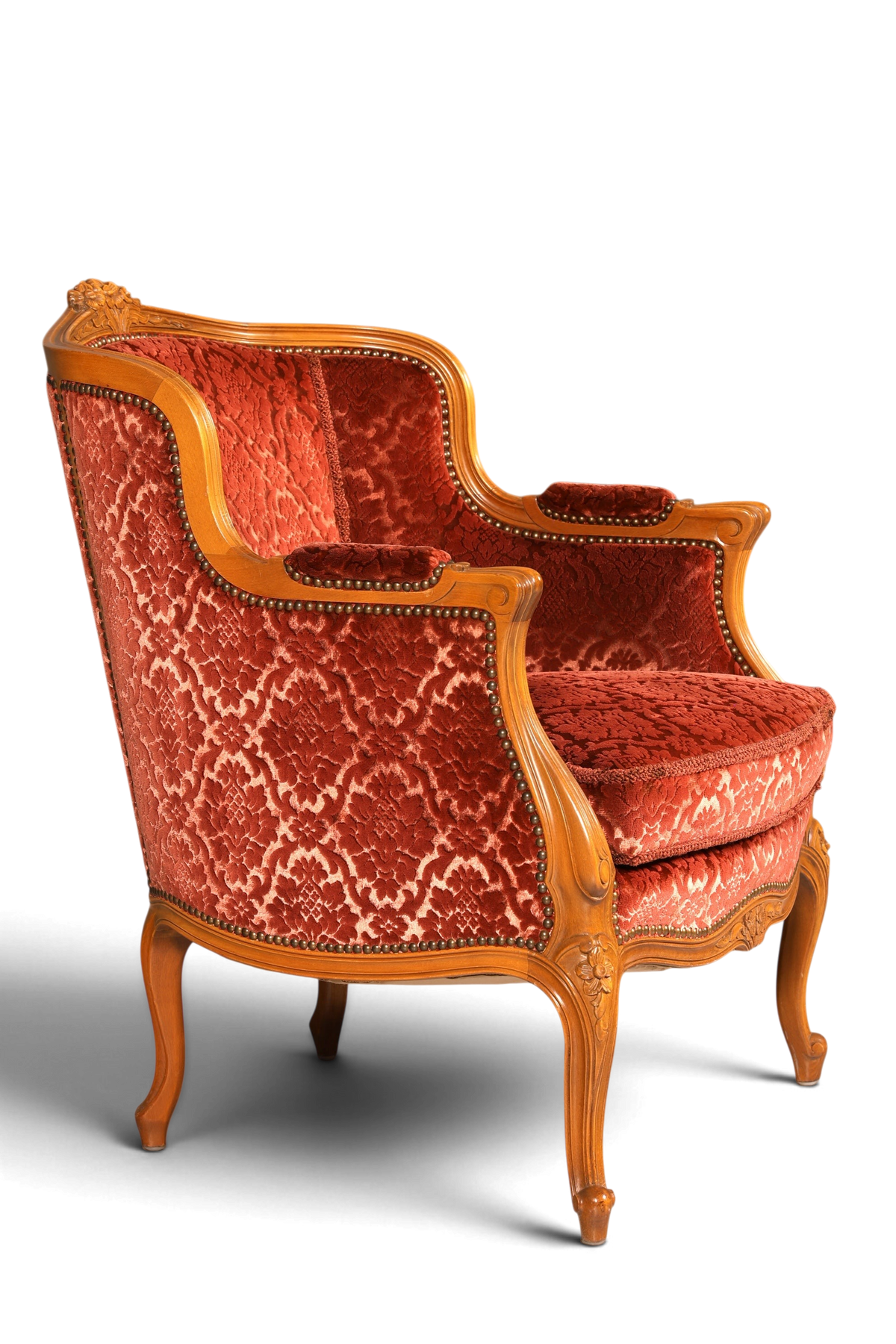 Edler Chippendale Armlehnsessel Barock Stil Sessel Samt Stoff Armchair Sessel 2 von 2