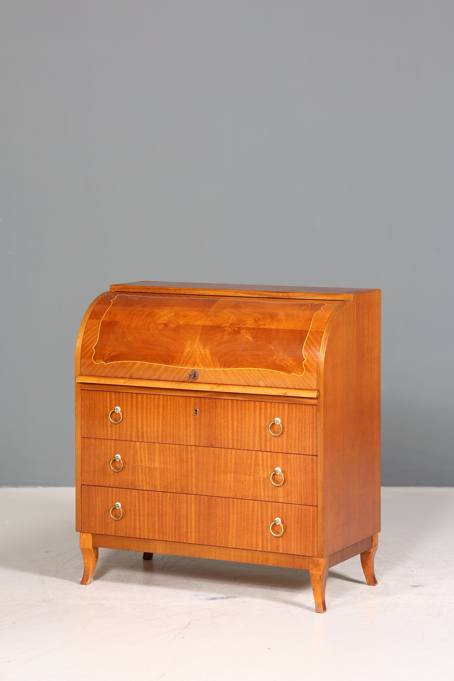 Traumhafter Mid Century Rollladen Sekretär echt Holz Büro Schrank Retro Schreibkommode