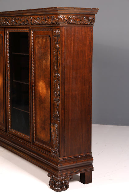 Wunderschöner Neorenaissance Bücherschrank Antik Vitrine Herrenzimmer Gründerzeit Schrank Regal Vintage