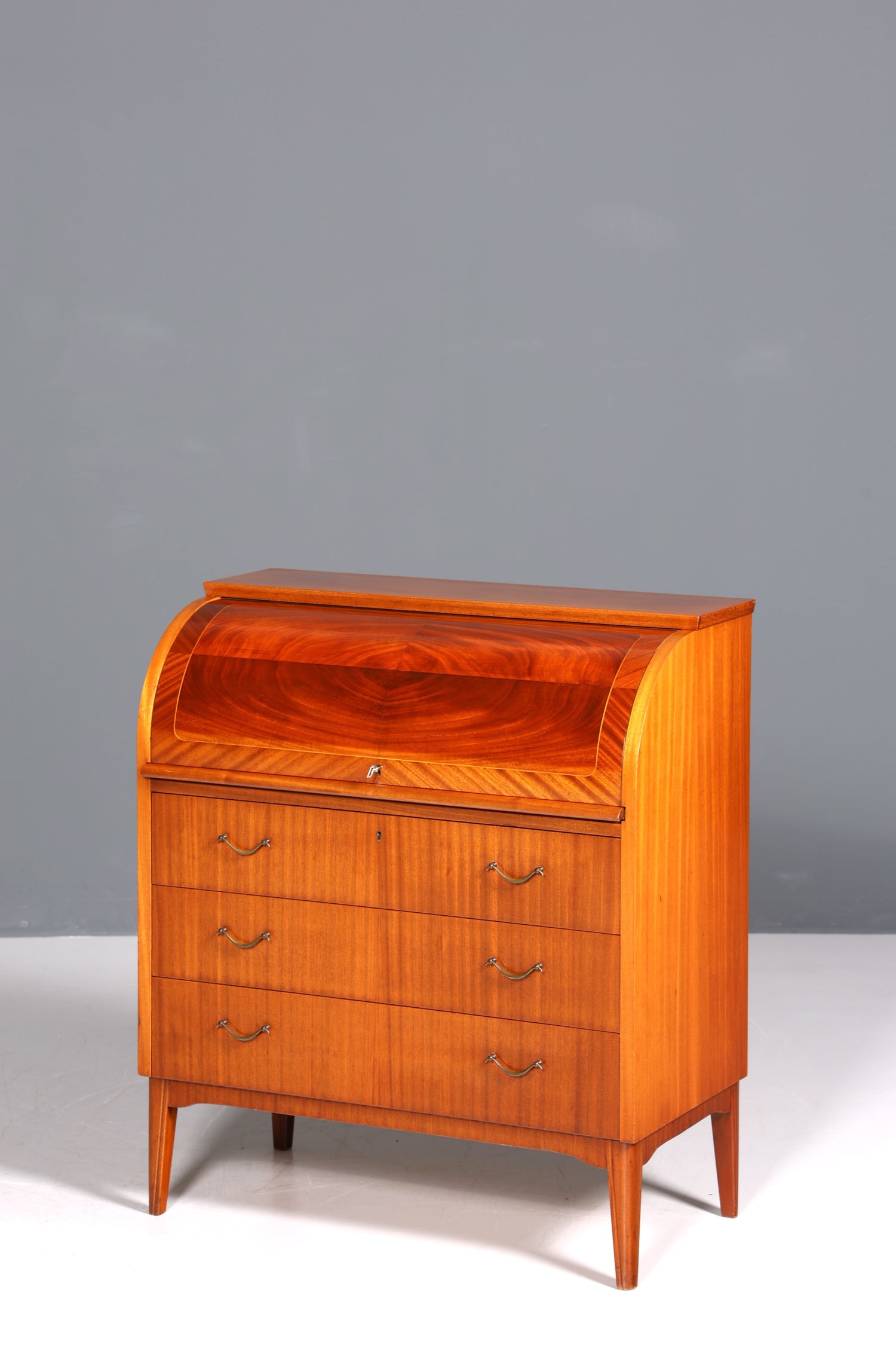 F228 Finish cm Wunderschöner Mid Century Rollladen Sekretär echt Holz Büro Schrank Vintage Schreibkommode