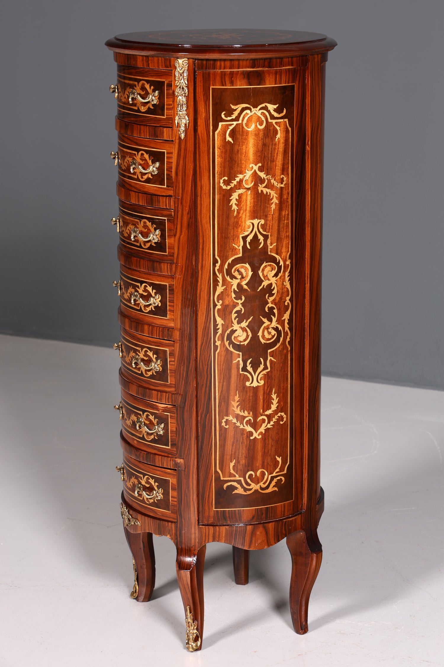 Dreamy Baroque style chest of drawers, vertico, drawer chest with inlaid details, 7 drawers