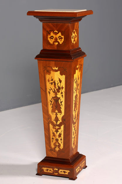 Beautiful Baroque style column, Louis XV flower column, natural stone marble inlay, shelf table