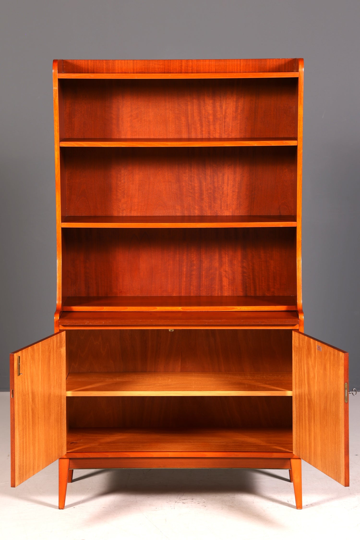 Wunderschöner Mid Century Schrank Bücherregal Vintage Sekretär Highboard Holz Regal