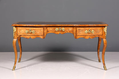 Majestätischer Original Louis XV Schreibtisch 1780 Bureau Plat French Desk echt Leder Antik Bürotisch Office Desk