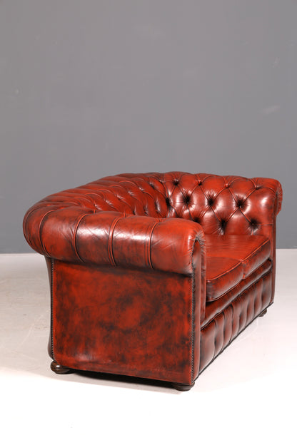 Wunderschönes Original Chesterfield Sofa 2-Sitzer Couch England Echtleder Polstersofa Ledersofa