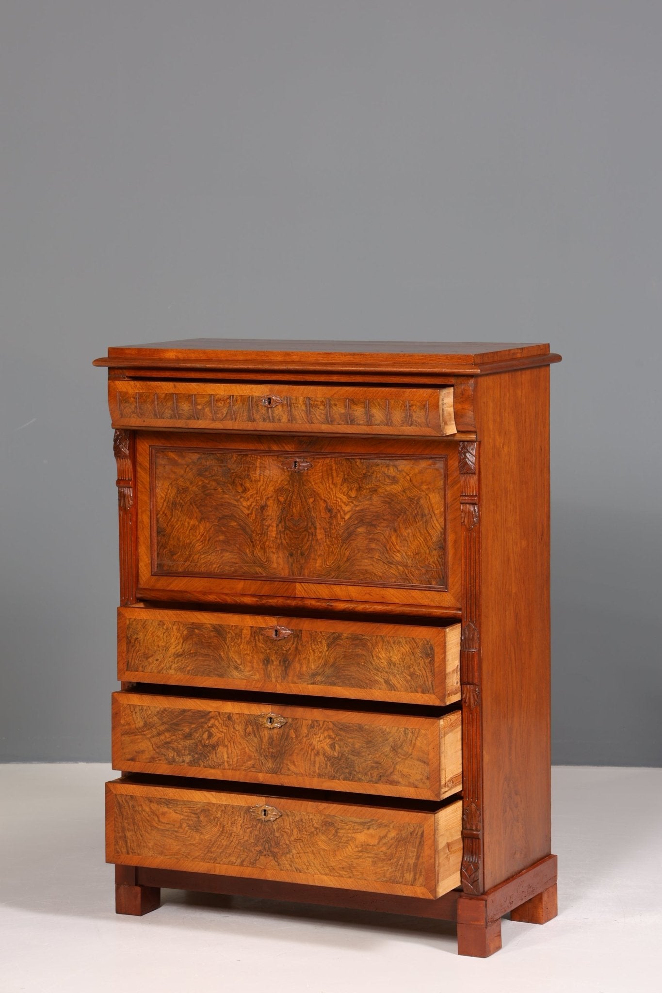 Stilvoller Gründerzeit Sekretär Vertiko Highboard Jugendstil Kommode Schrank um 1880