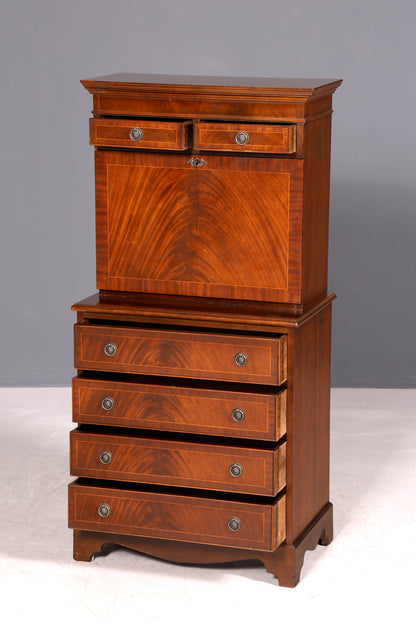 G026 Finish cm Wunderschöner Englischer Sekretär Büro Aufsatzsekretär Antik 60S Vitrinen Schrank UK