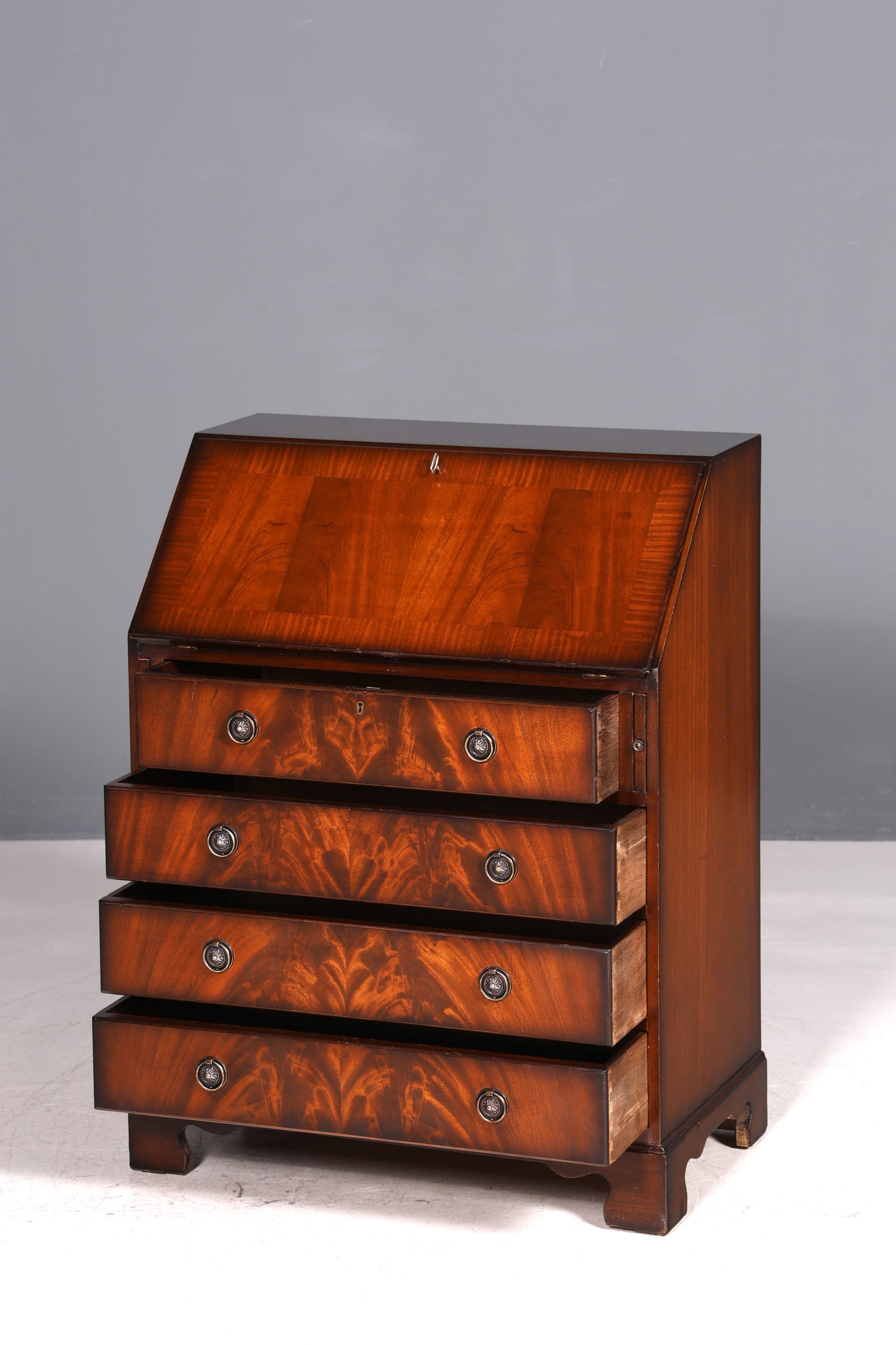 Wunderschöner Englischer Sekretär echt Lederauflage Schreibkommode Mahagoni Schreibtisch Kommode