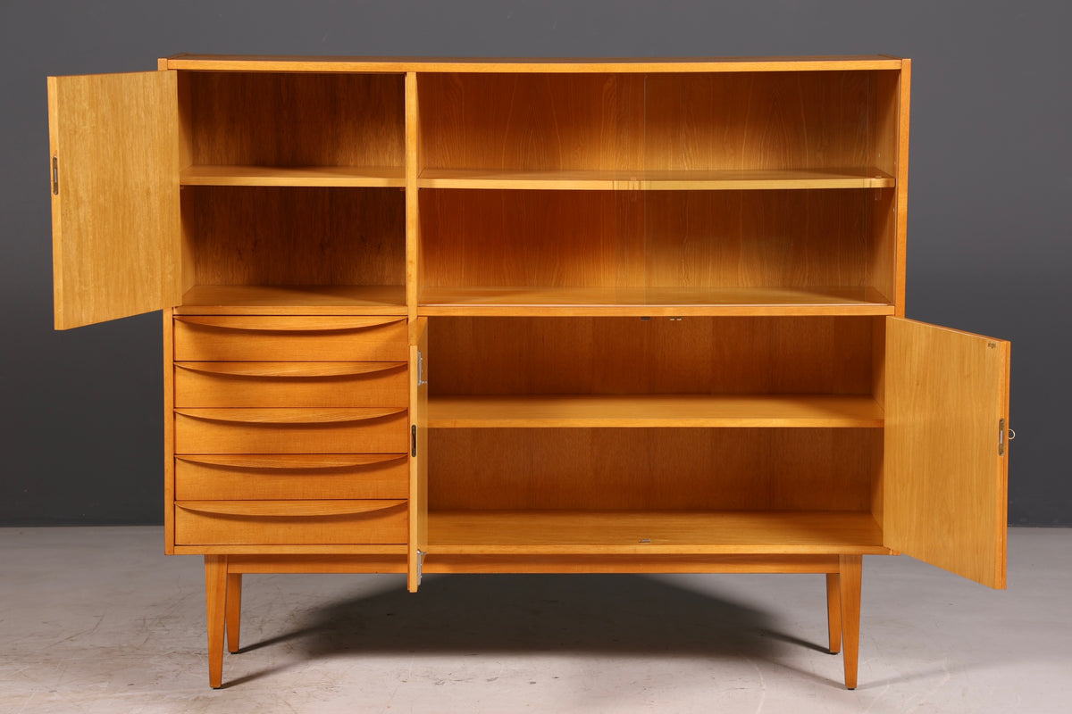 Beautiful original Hellerau mid-century display cabinet, Franz Ehrlich 602 chest of drawers and bookcase