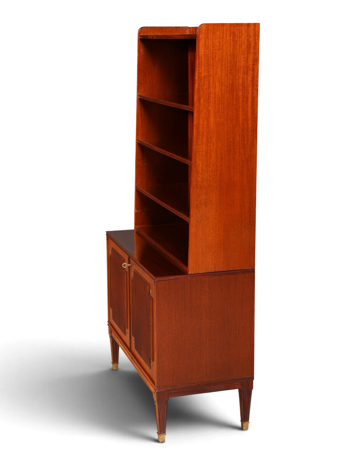 Hauptstadt Möblerei gustavian tarzı masif ahşap kitaplık, ayarlanabilir raflı ve alt dolaplı vintage highboard.