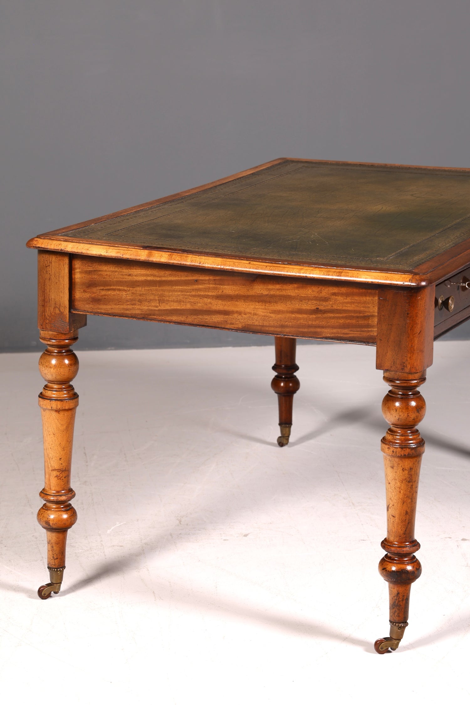 Wunderschöner Englischer Schreibtisch Echt Lederauflage Regency Stil Bürotisch Office Desk Antik