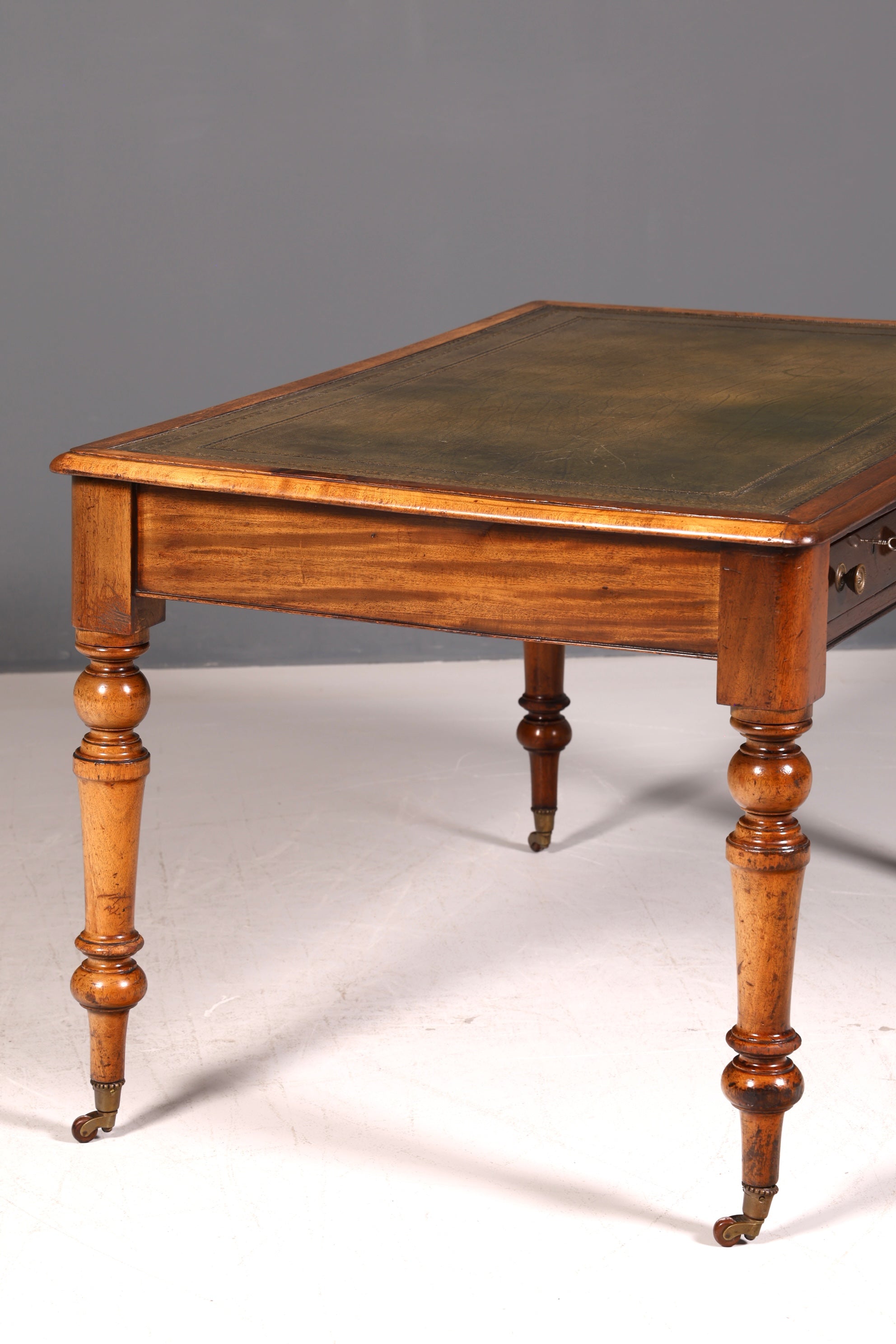 Wunderschöner Englischer Schreibtisch Echt Lederauflage Regency Stil Bürotisch Office Desk Antik