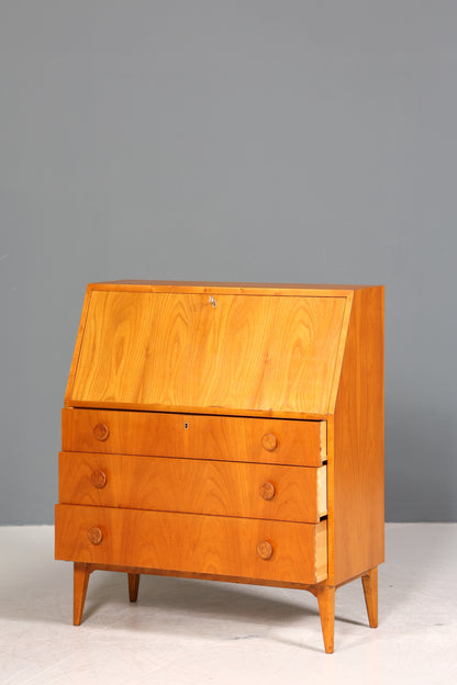 Schlichter Mid Century Sekretär Vintage Schreibmöbel echt Holz Kommode Office Secretary