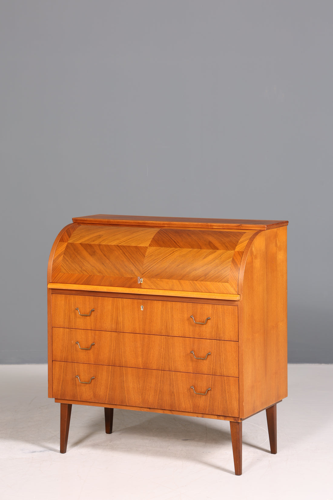 Traumhafter Mid Century Rollladen Sekretär echt Holz Büro Schrank Vintage Schreibkommode