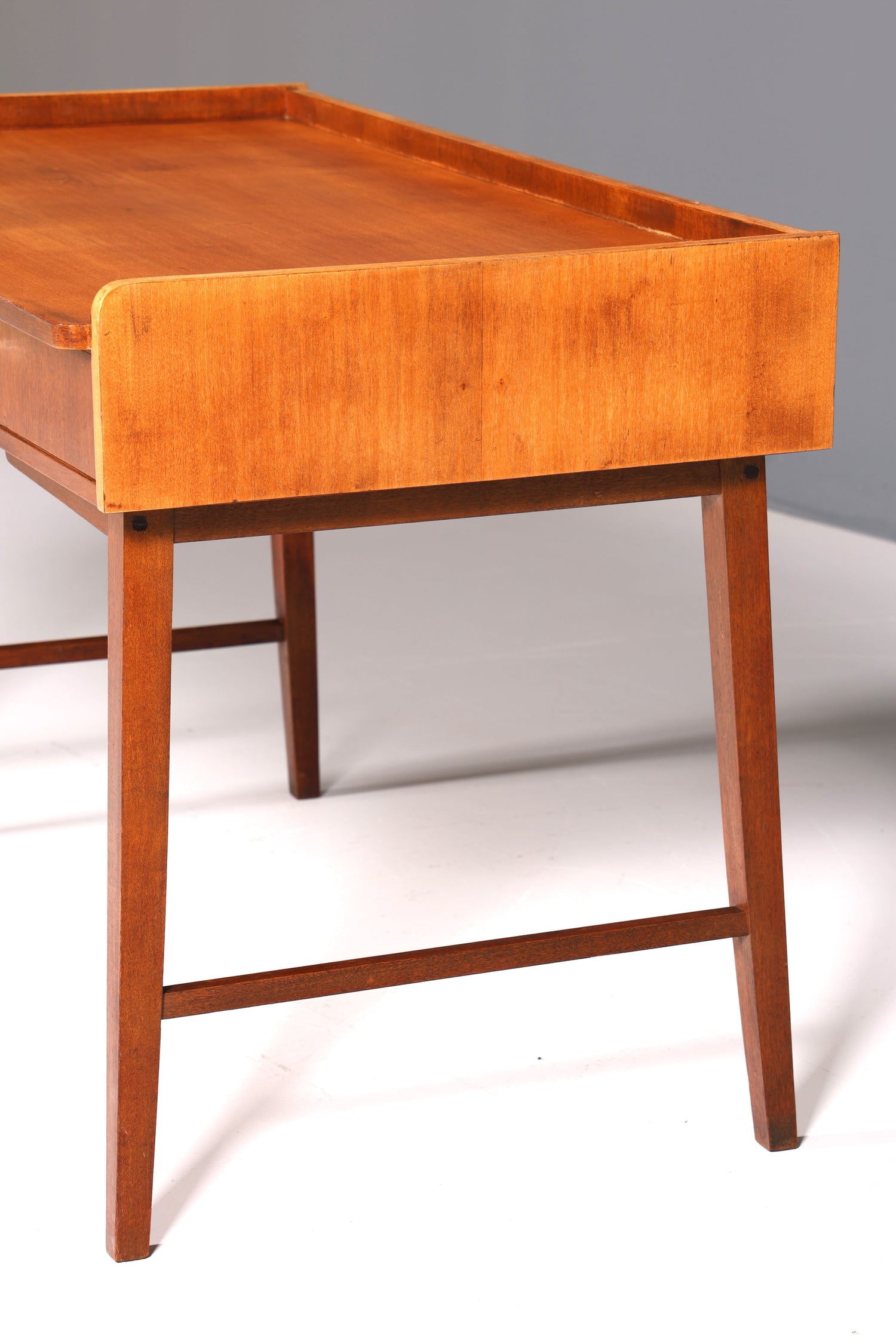 Beautiful mid-century teak wood desk, Danish design office table, 1960s style.