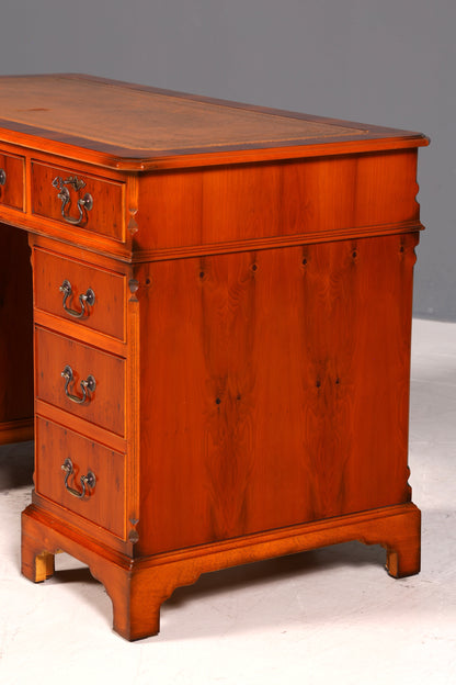 G616 Finish cm Wunderschöner Englischer Schreibtisch Englisch Eibe Desk Leder Auflage Antik Stil Bürotisch Office Desk (Kopie)